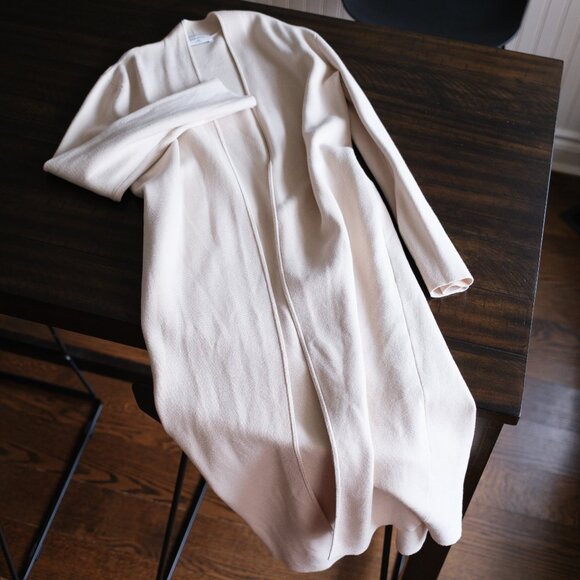New Aritzia Babaton long cardigan - Orpheum Robe in Matte Pearl - Picture 5 of 10